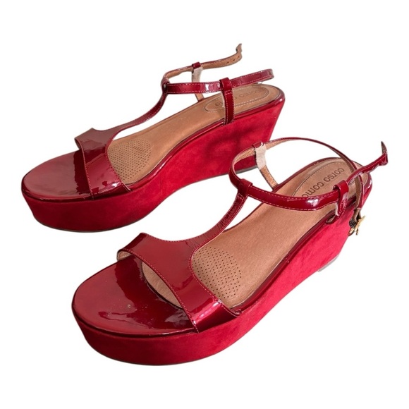Corso Como T Strap Platform Wedge Red Buckle - Picture 10 of 11